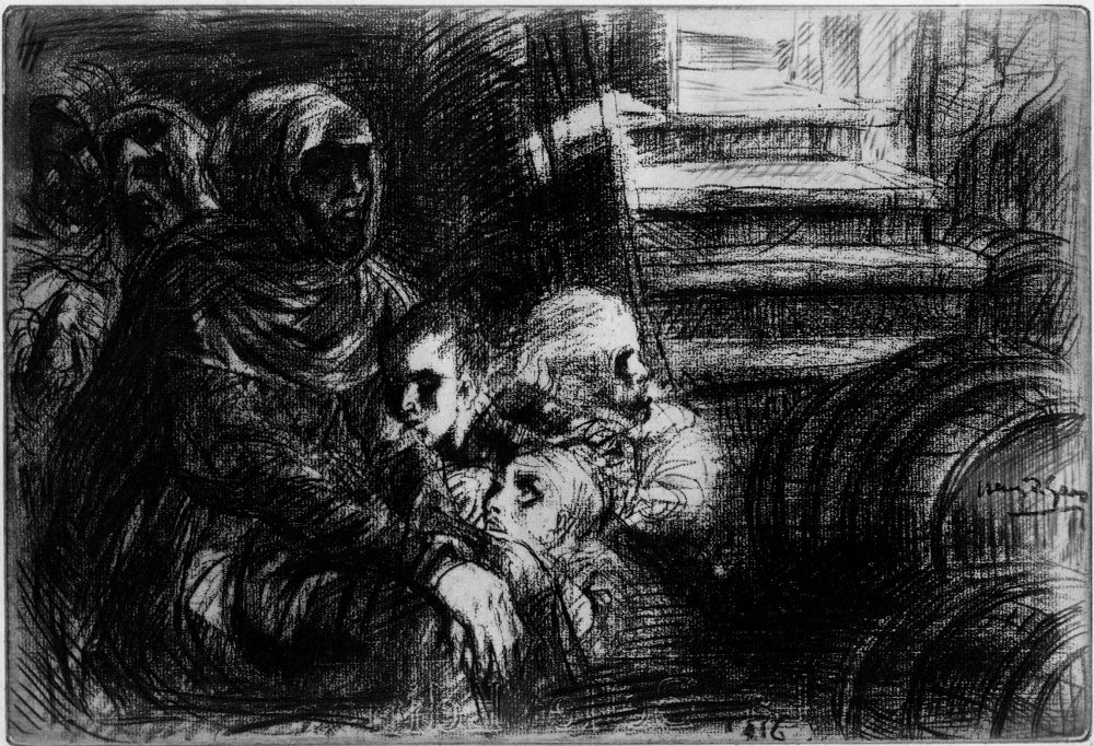 H. De Groux, Réfugiés, vernice molle
