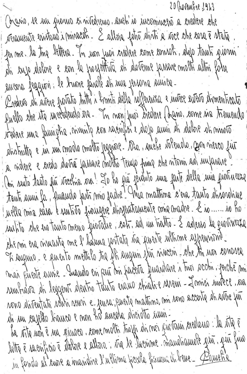 Una delle lettere di Camelia (per gentile concessione di Roberto Matatia)