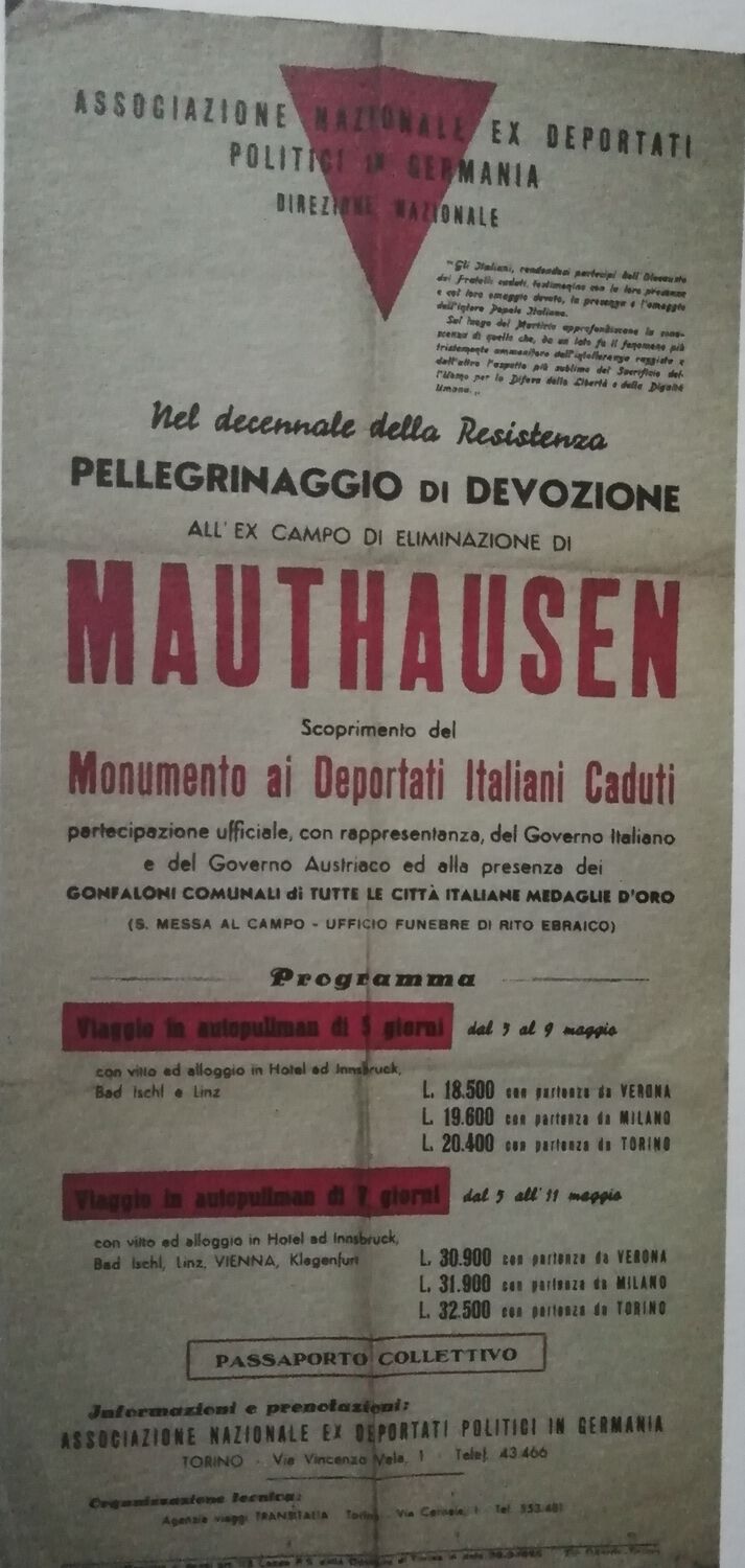 Fig. 4. Locandina viaggio Aned 1955