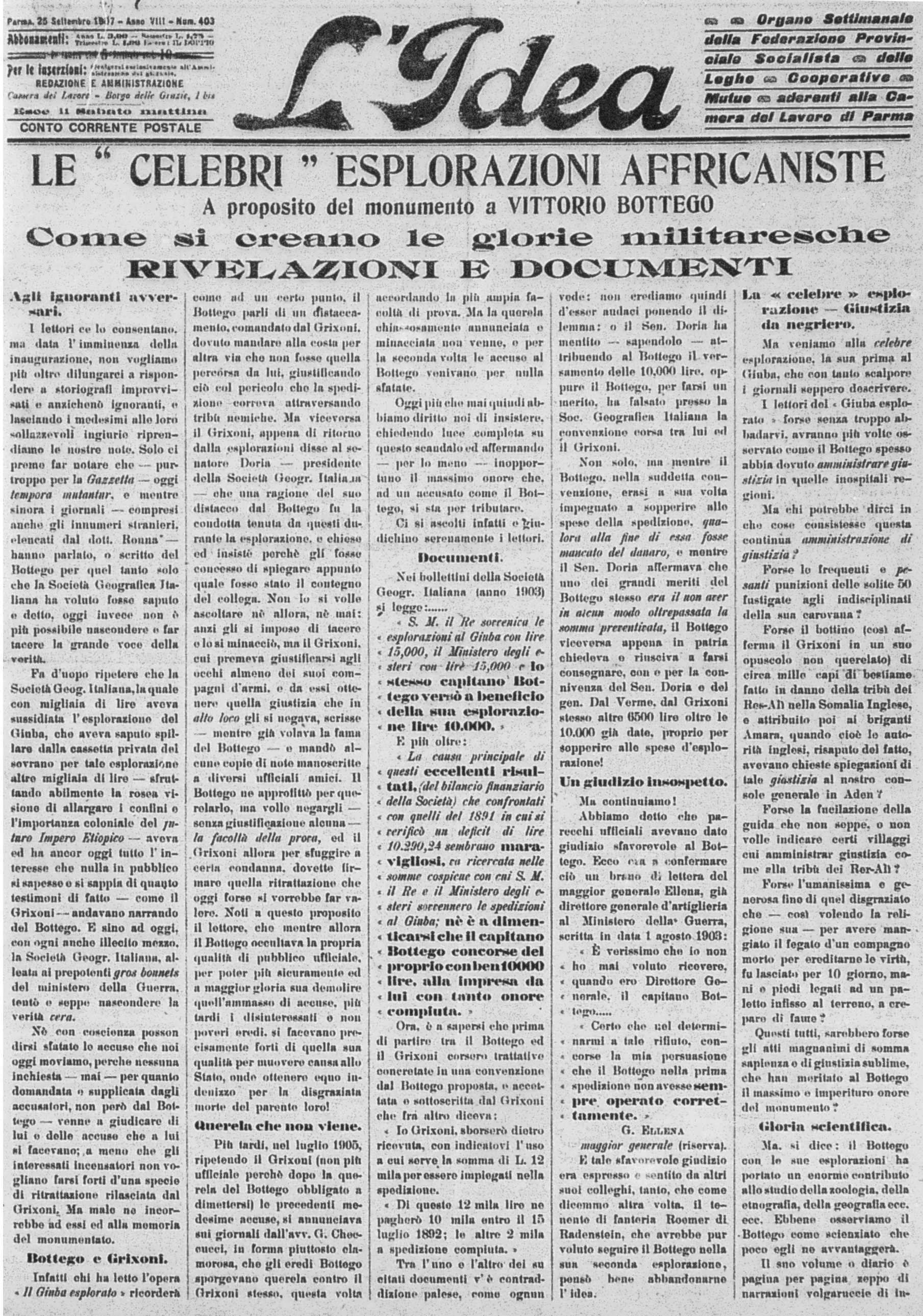 Fig. 3. «L’Idea» del 25 settembre 1907.
