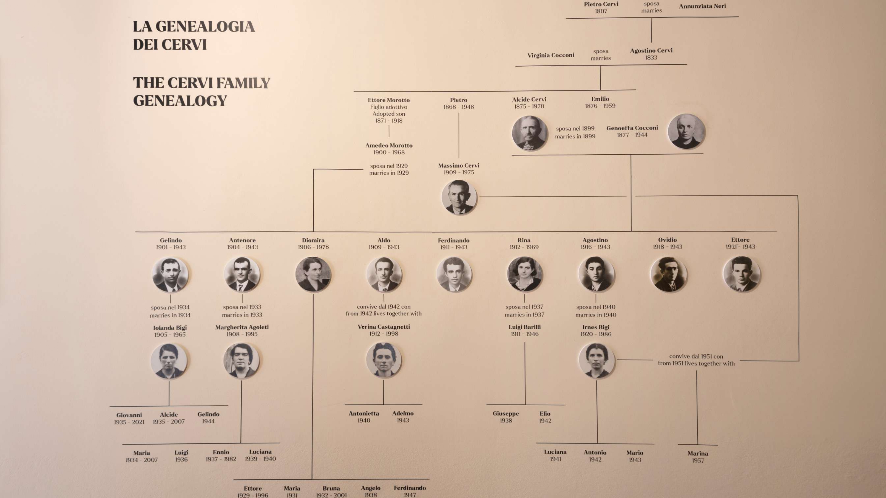Fig. 4. Pannello “La genealogia dei Cervi”, Museo Cervi [foto John Freeman, 2022].