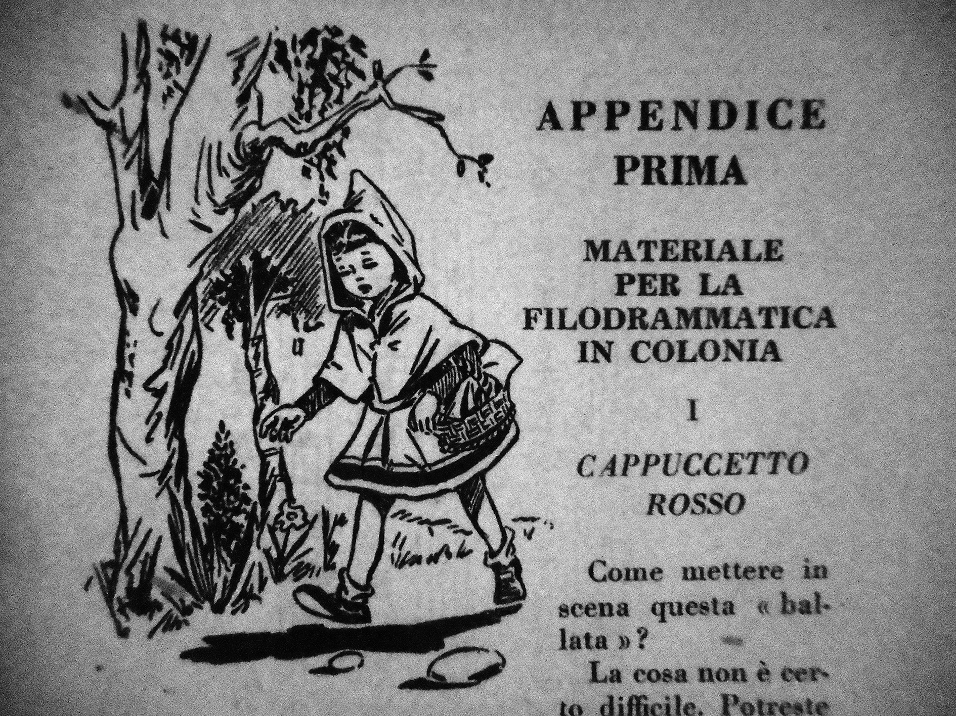 Fig. 7. Favoliere teatrale di Gianni Rodari per le colonie dell’Api [da “Colonia felice“, p. 63].